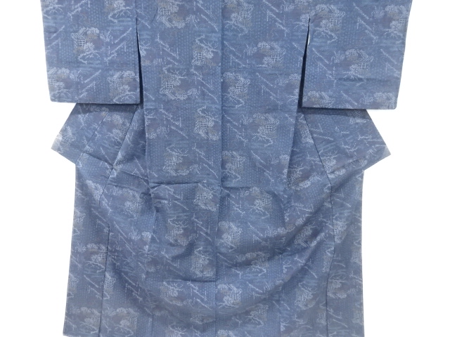 JAPANESE KIMONO / ANTIQUE KIMONO / SILK / TOKAMACHI TSUMUGI / WOVEN ABSTRACT PATTERN